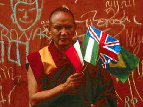 
Monk holding flags - The Cup DVD
